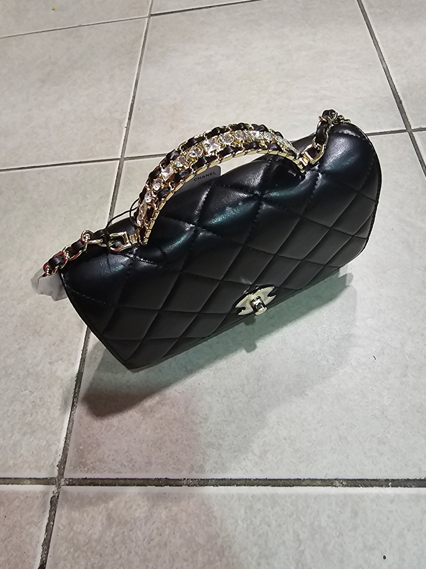 C Black medium sheepskin bag with handle preorder