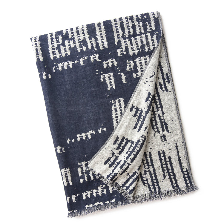 Navy Wool Pashmina Scarf/Shawl
