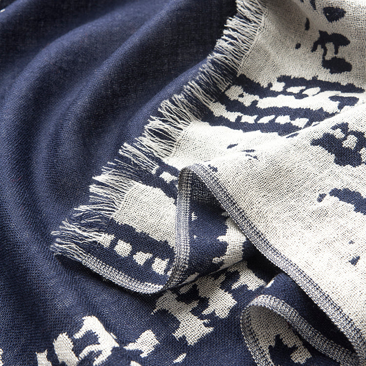 Navy Wool Pashmina Scarf/Shawl