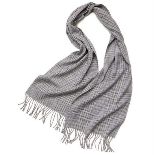 Gray Check Cashmere Scarf