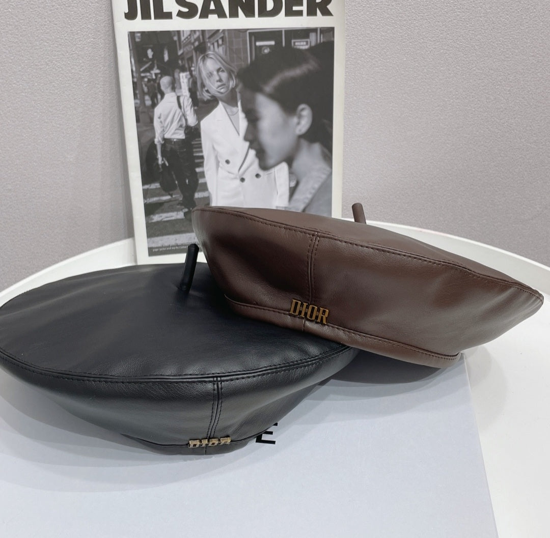 Parisian Leather D Beret in stock