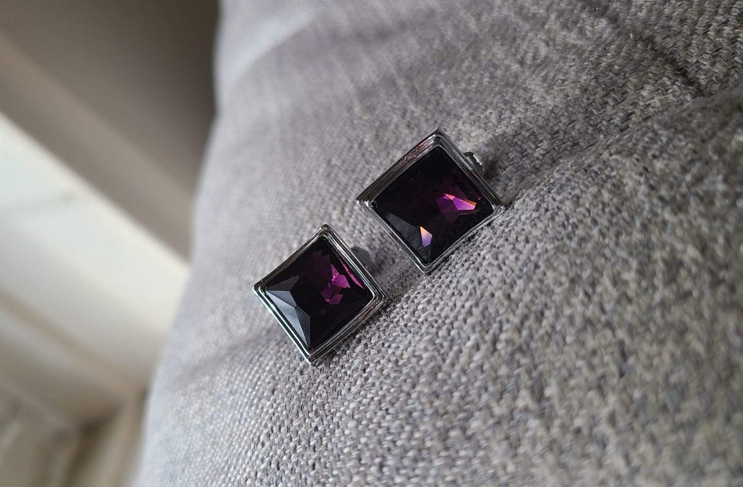 Amethyst Crystal Cuff Links