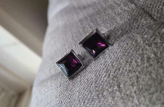 Amethyst Crystal Cuff Links