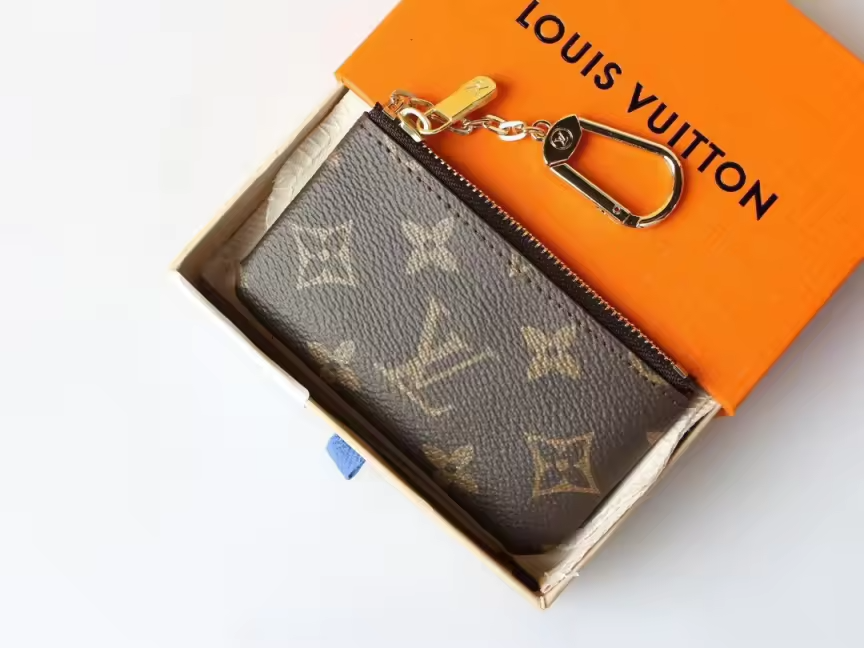 L brown leather coin purse 11x7cm wallet