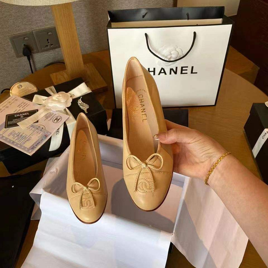 Beige Leather C Flats preorder