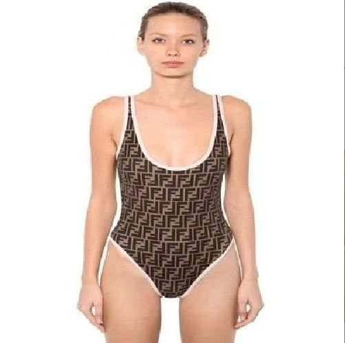 Bathing Suit F Brown One Piece