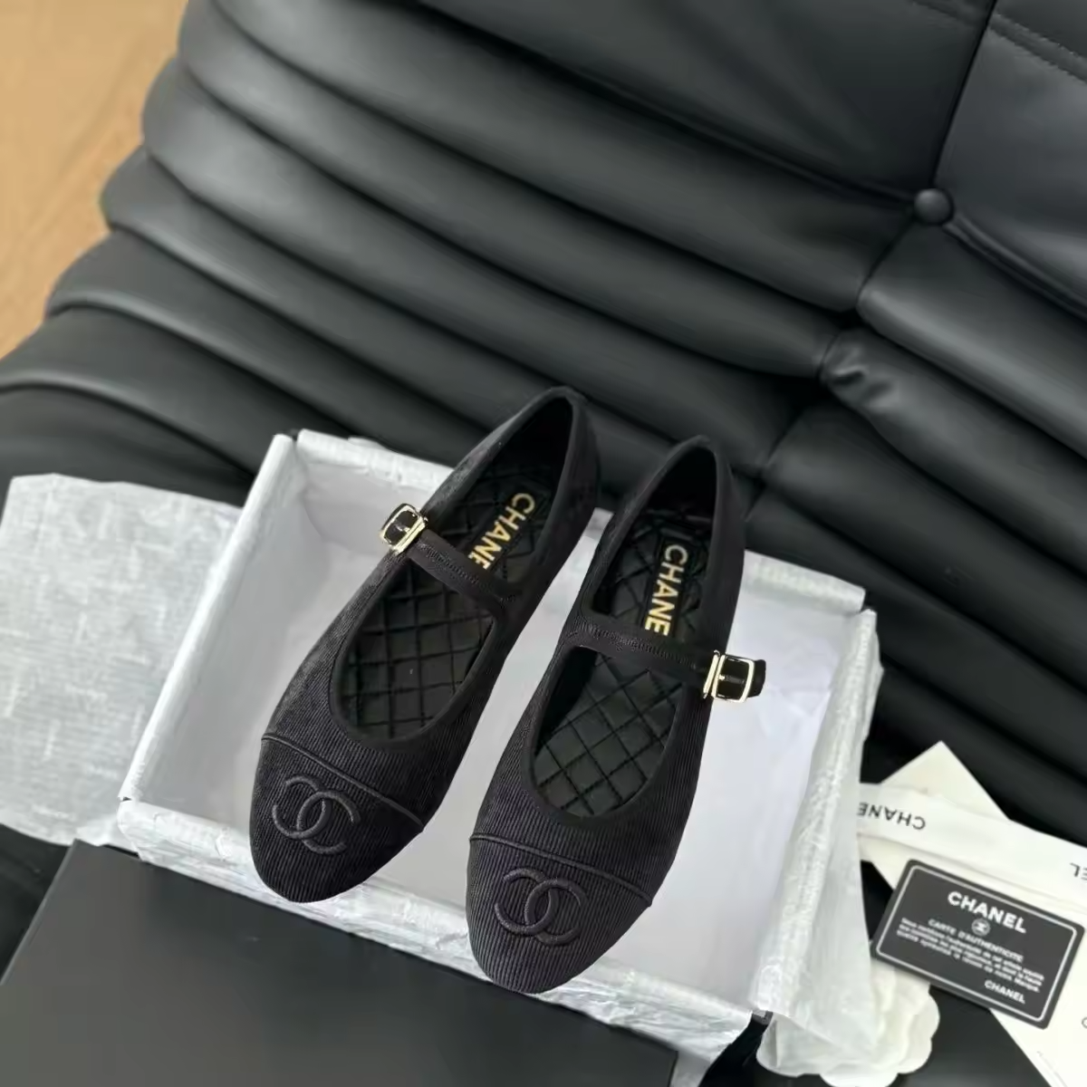 MaryJ C Black Flats