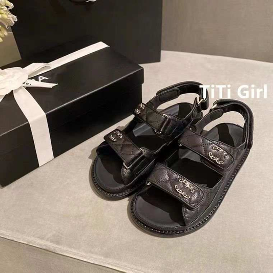 Black C Open Sandals leather Preorder