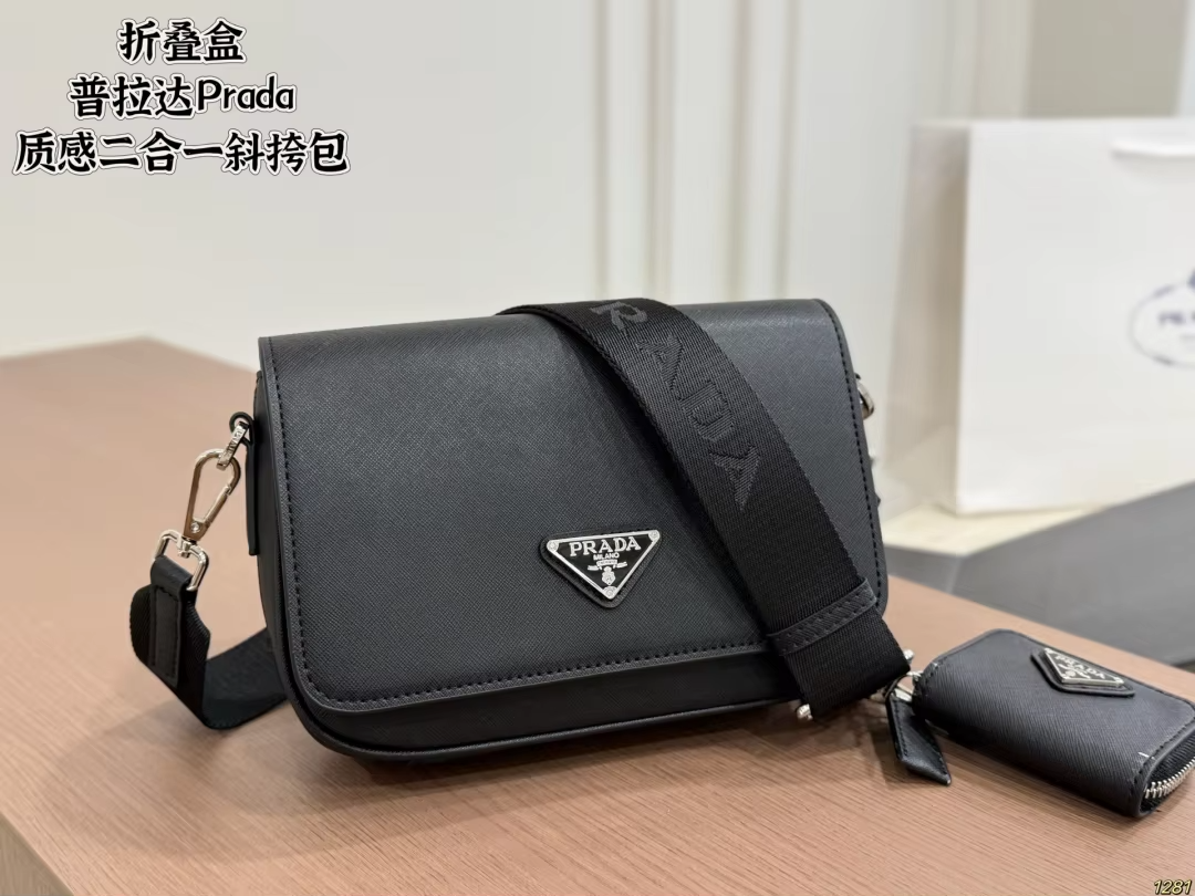 P woven black bag with pouch preorder