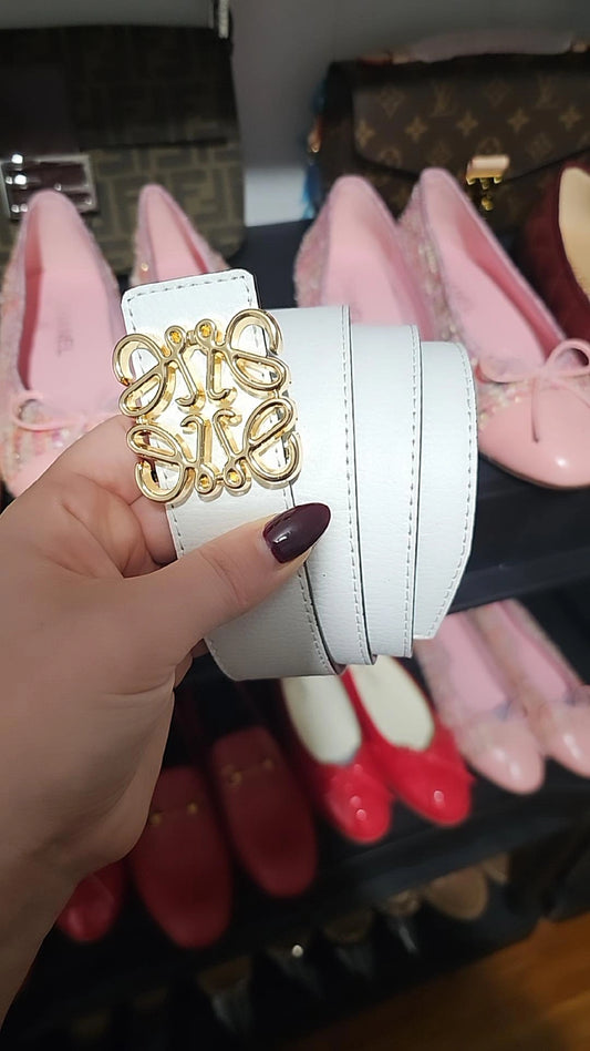 White/Gold L Women's Belt