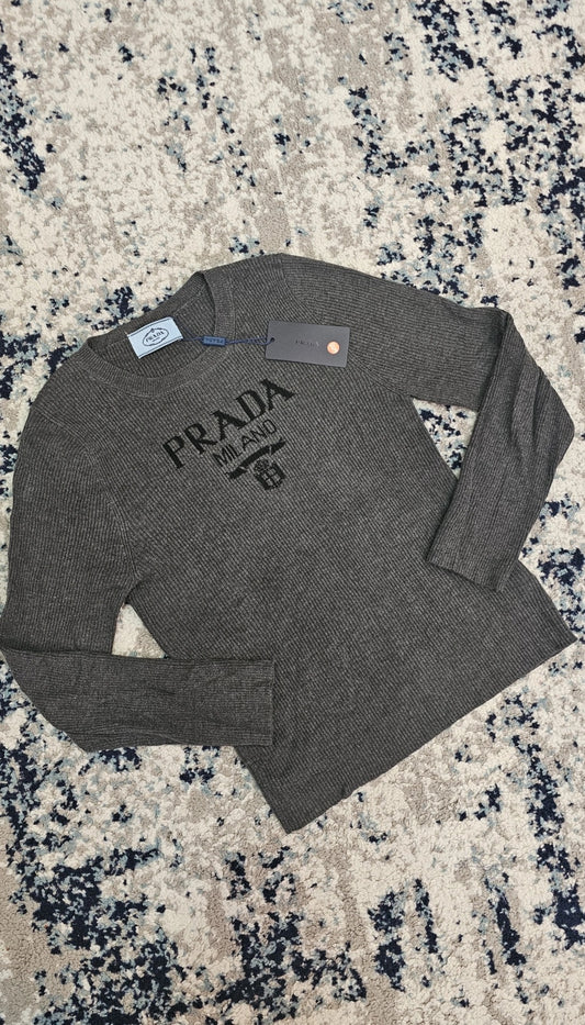P Gray Ribbed Sweater