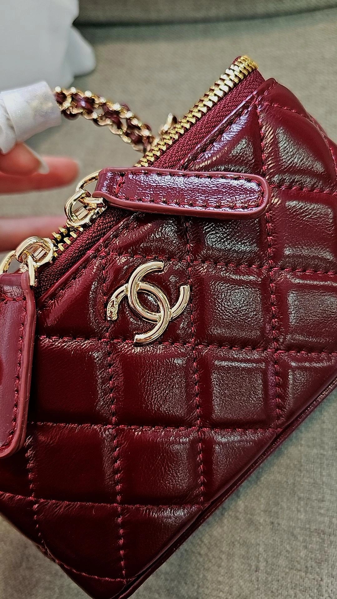 Burgundy C Bag with wired handle preorder