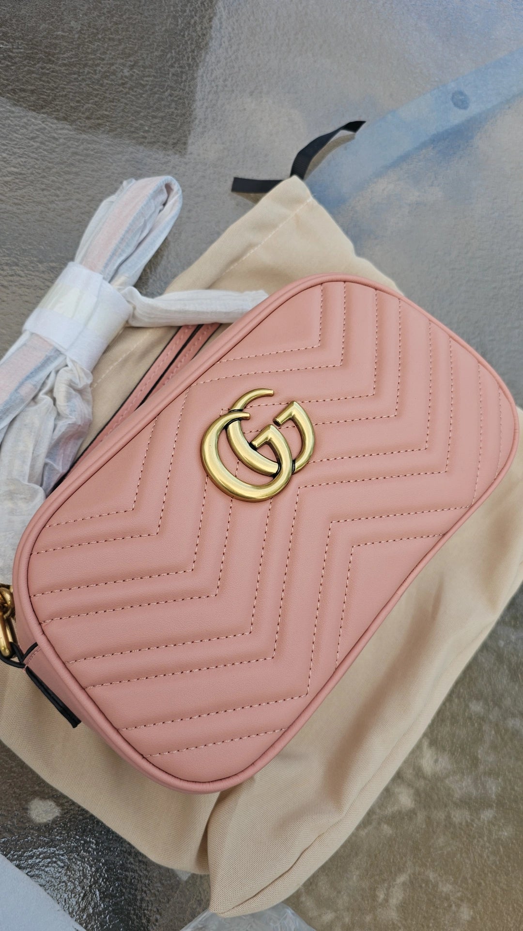 Beige/Dusty Rose G leather Bag 24x18cm preorder