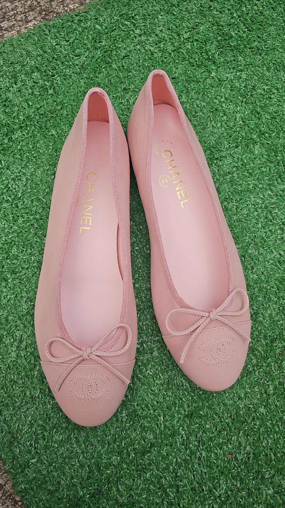 Pink C suede flats preorder