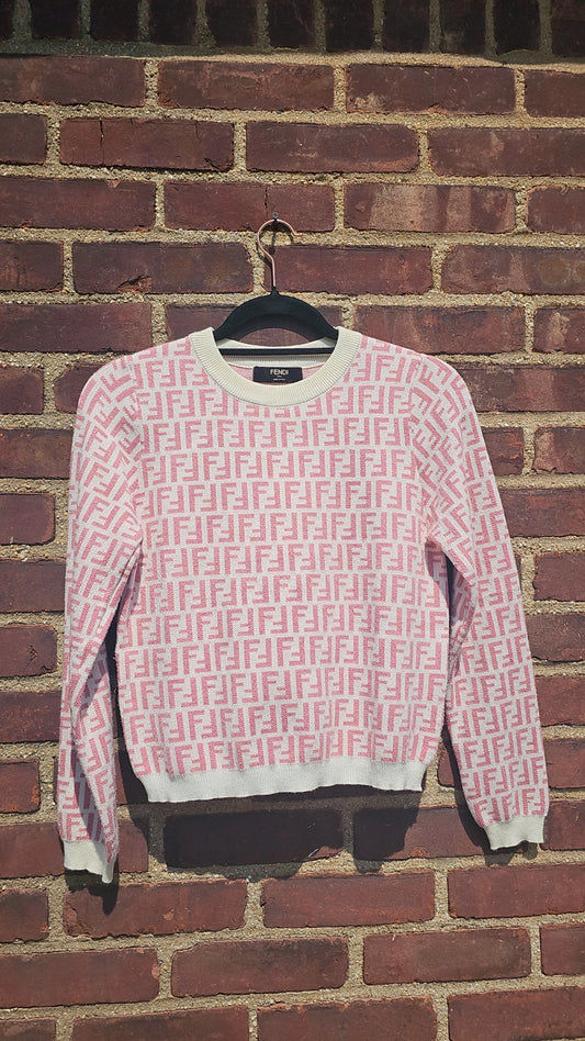 Off white and pink crop sweater one size shimmery