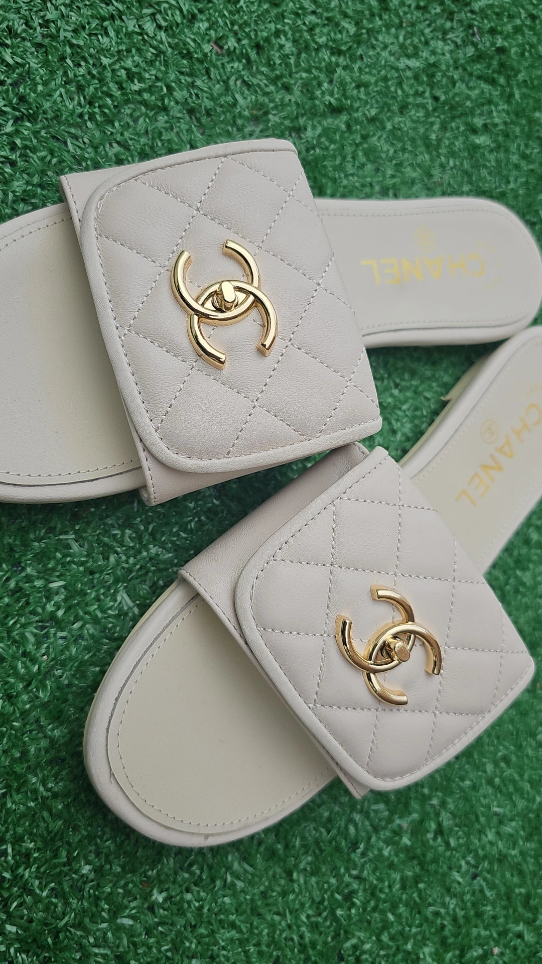 White Open toe cowhide C Slides preorder run narrow