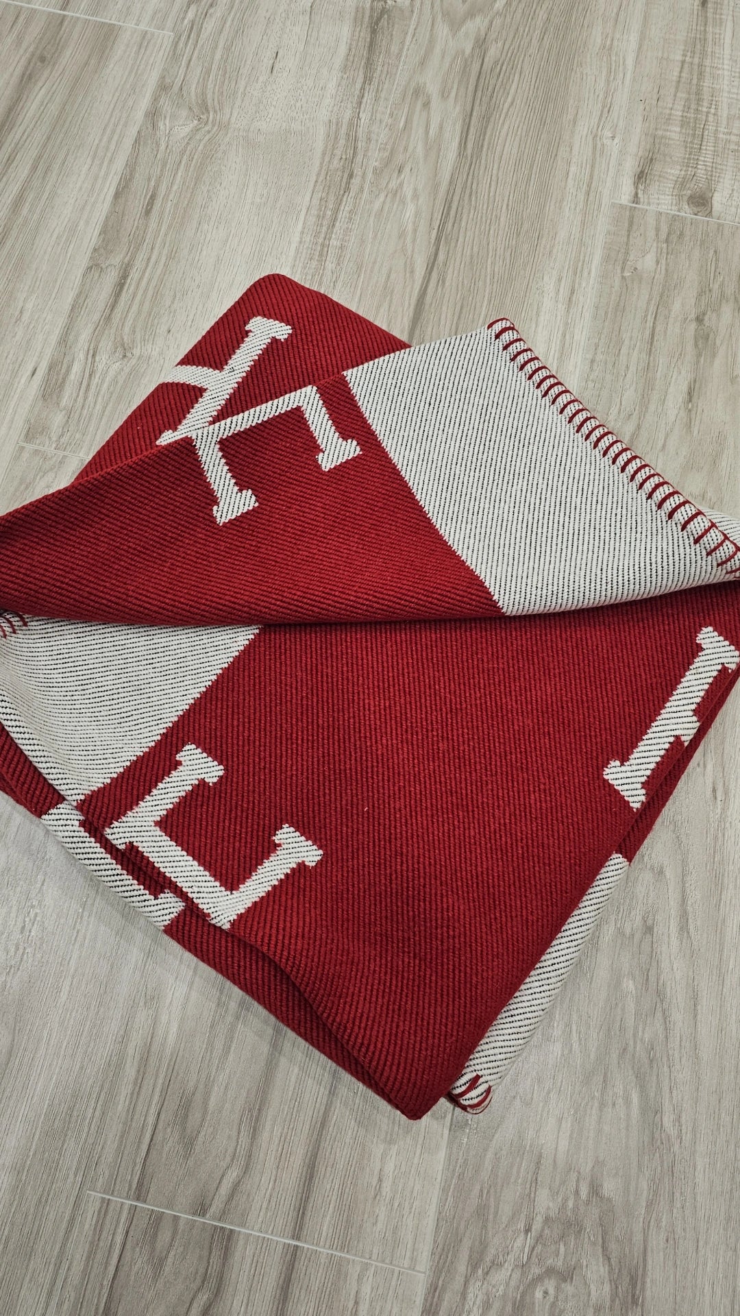 Red H Blanket couch Throw