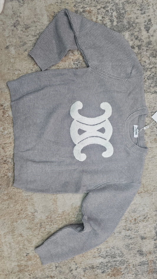 Gray and white crop oversized Sweater