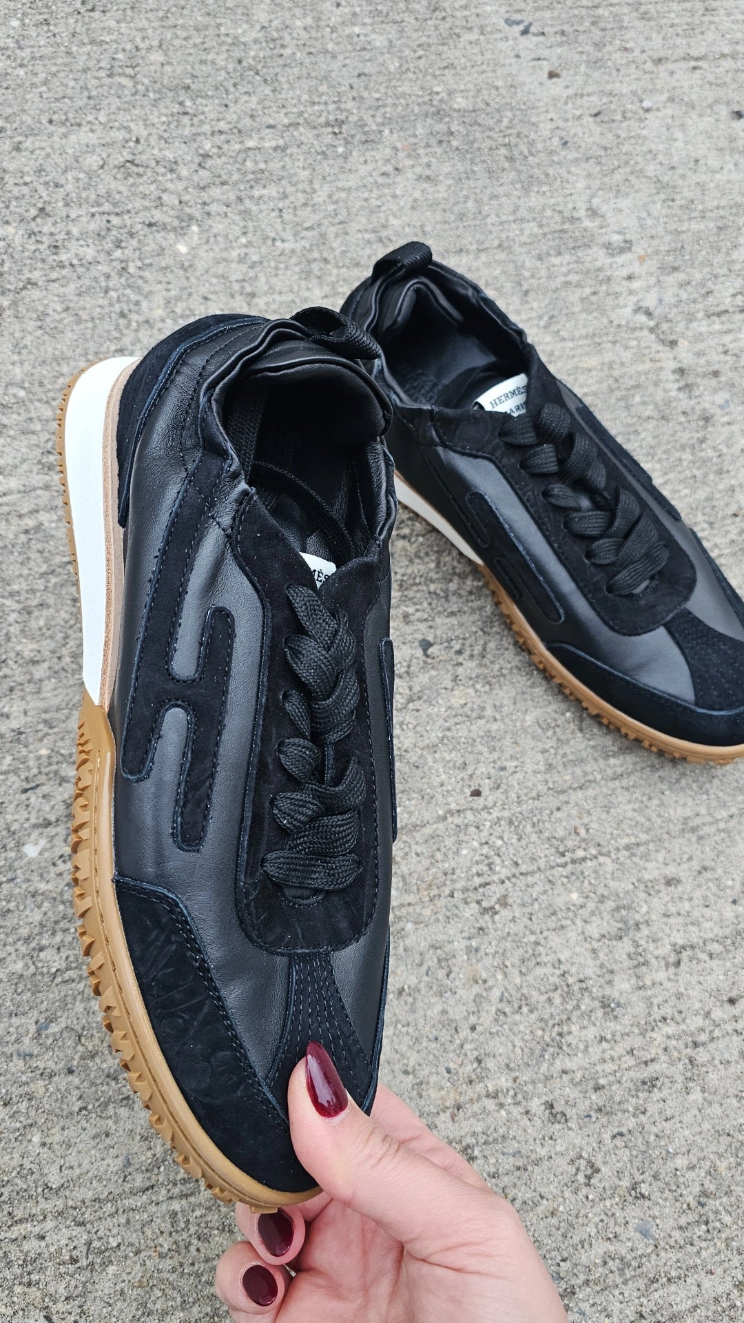 H black genuine leather sneakers preorder