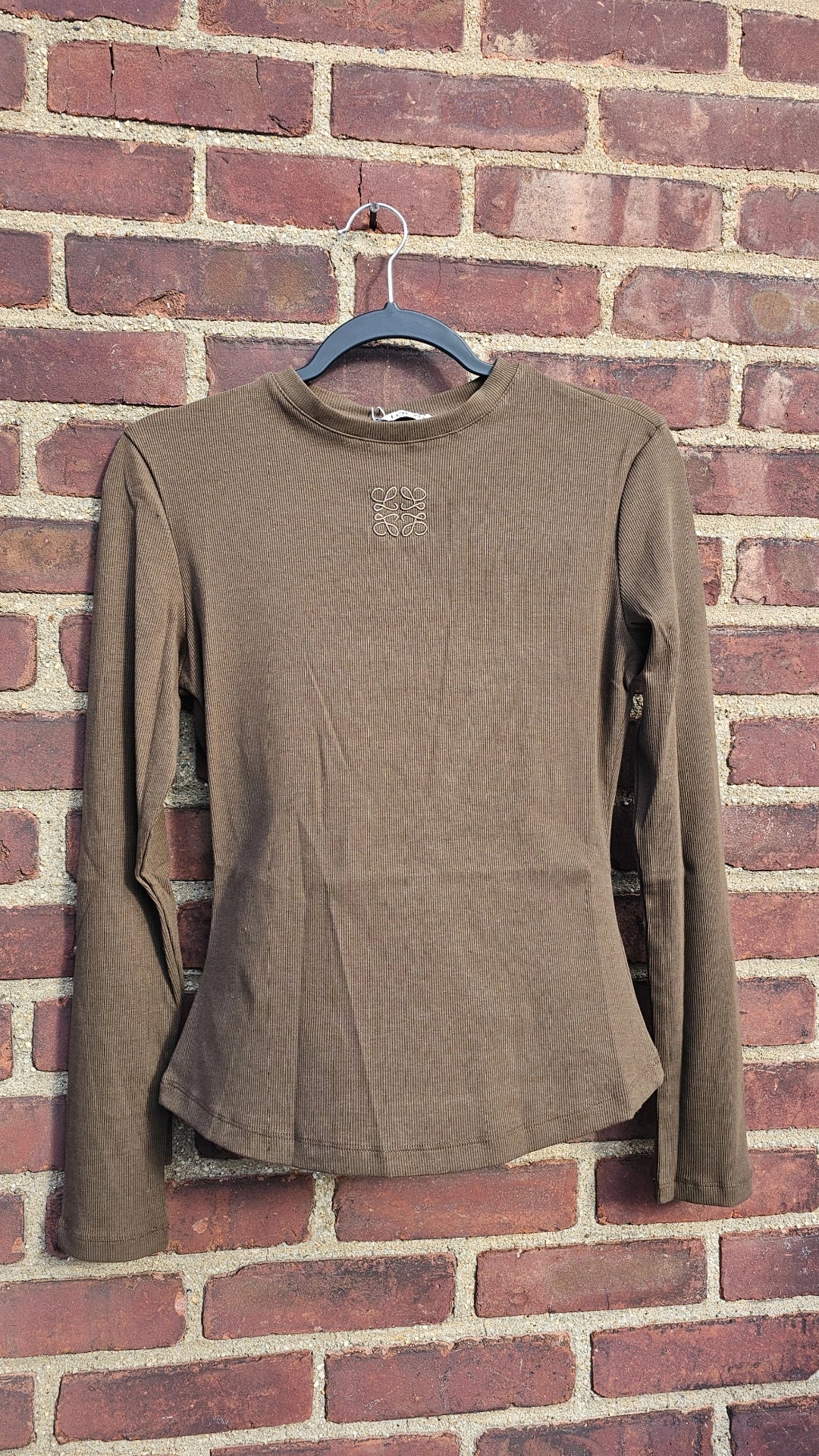 Brown long sleeve ribbed LW tshirt preorder