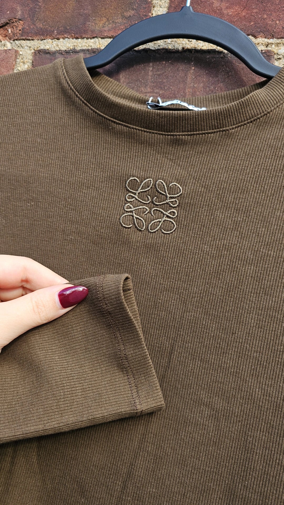 Brown long sleeve ribbed LW tshirt preorder