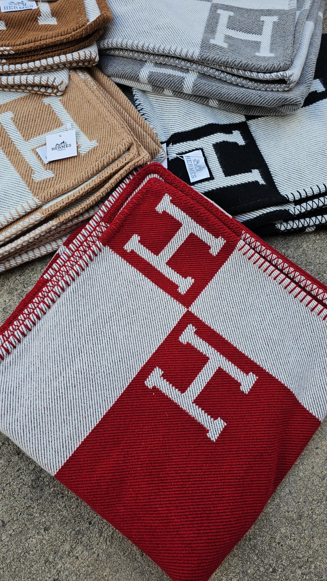 Red H Blanket couch Throw