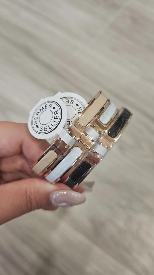 Thin rose gold H Bangles preorder