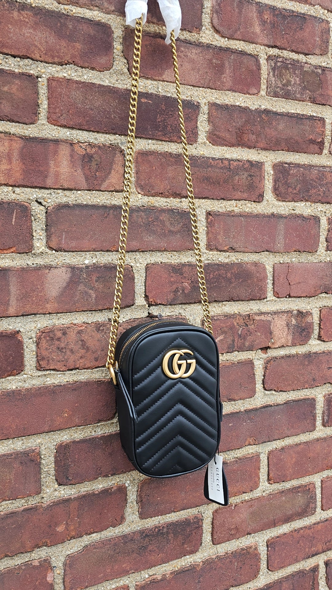 G Black leather phone bag 11x17cm preorder