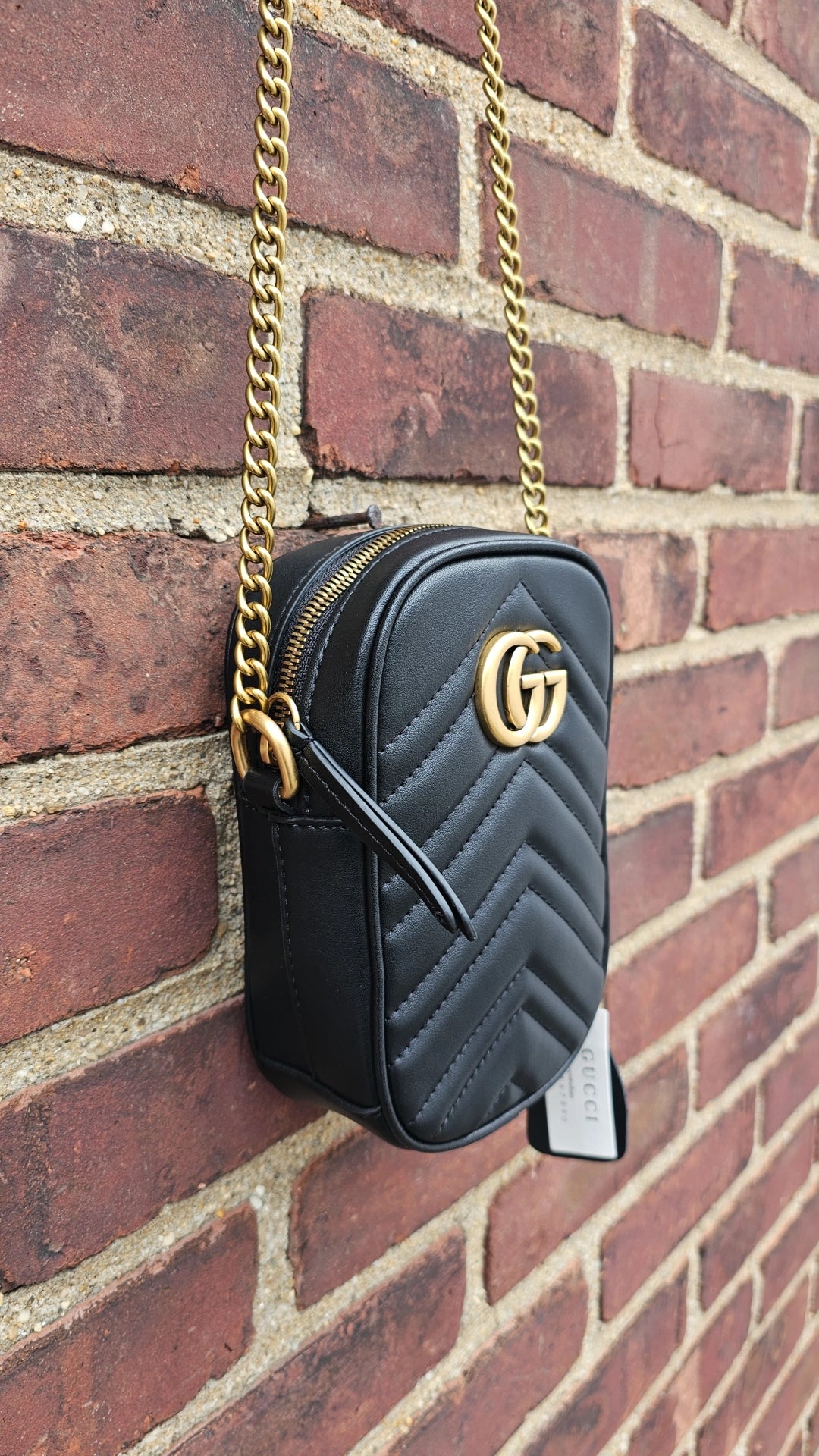 G Black leather phone bag 11x17cm preorder