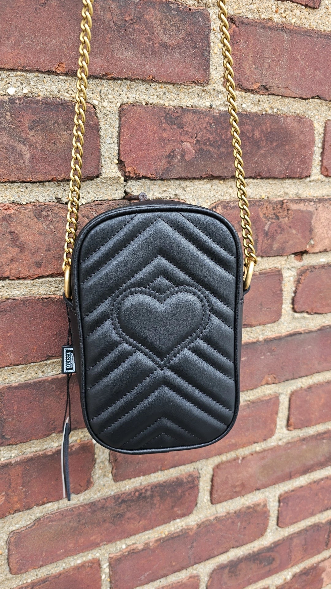 G Black leather phone bag 11x17cm preorder