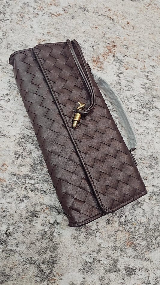 Chocolate Brown BV rectangular leather clutch