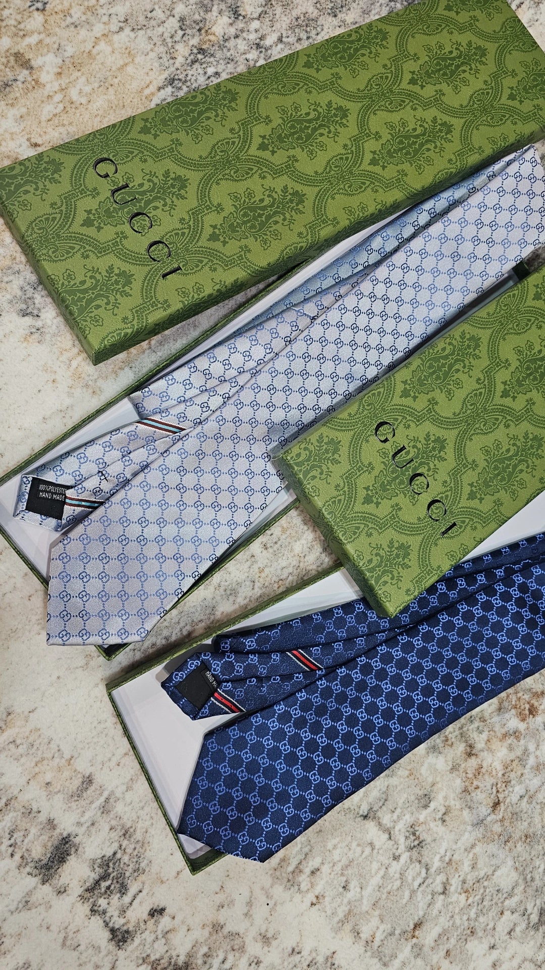 G blue silk ties