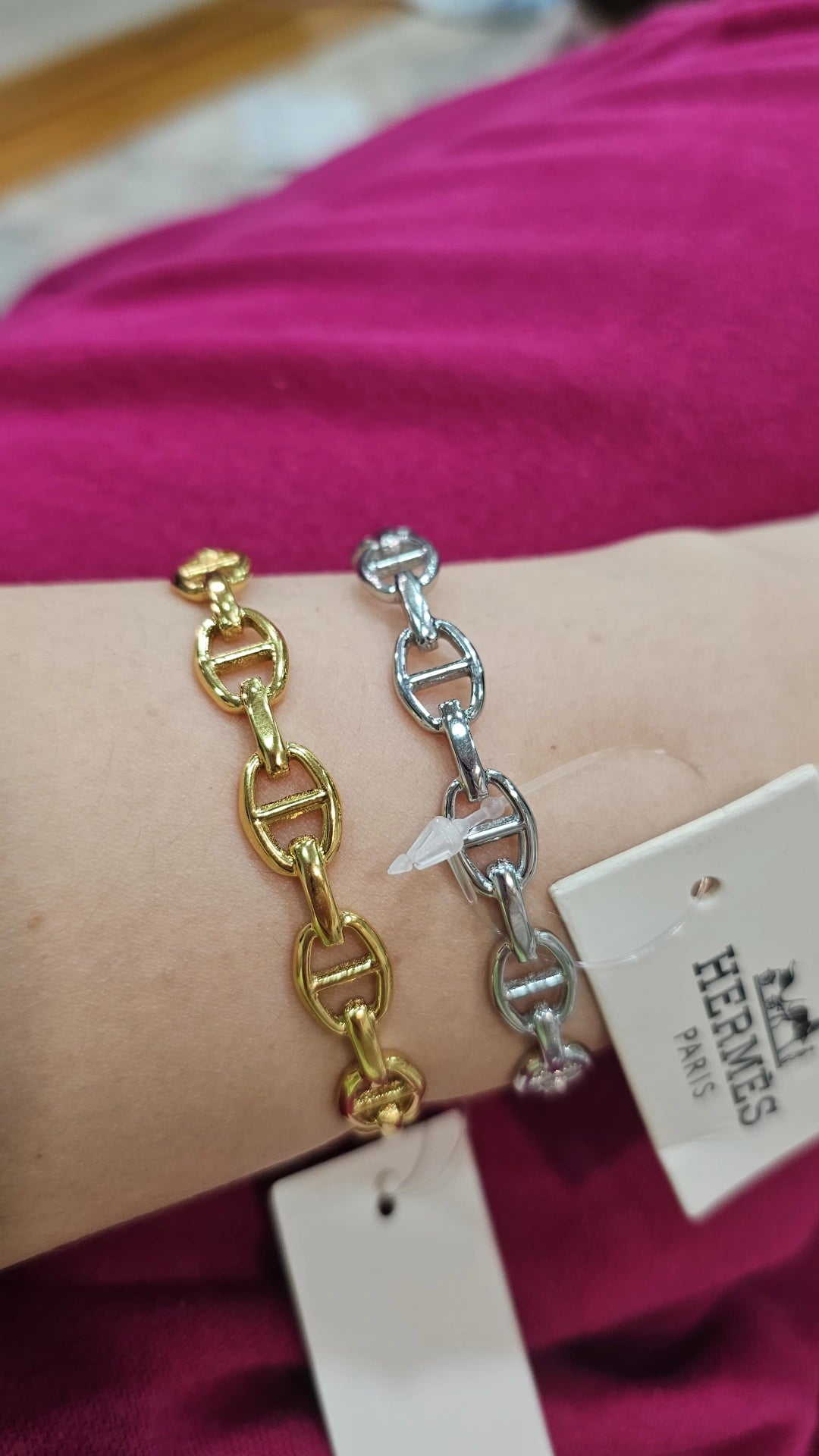 H links stainless steel gold and platinum plated bangle