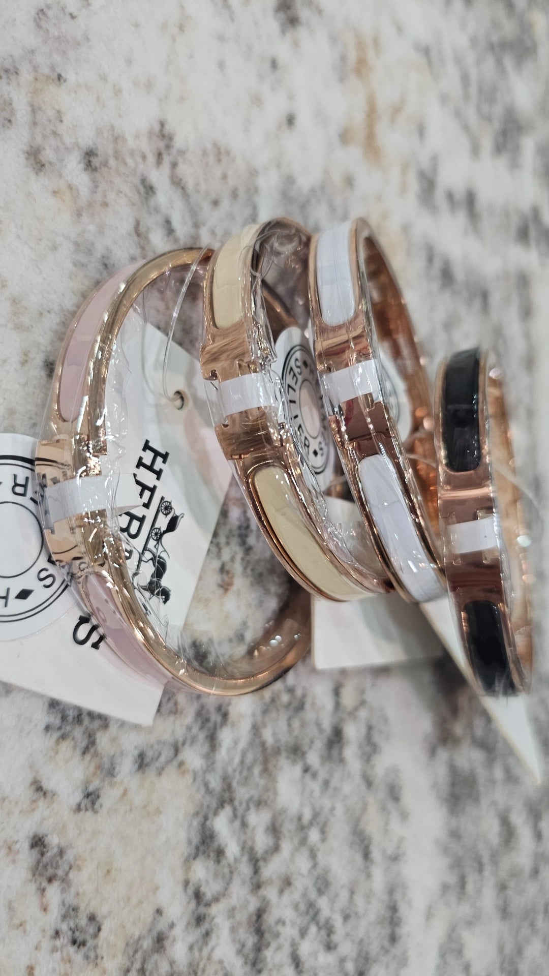 Thin H bangles titanium steel gold plated