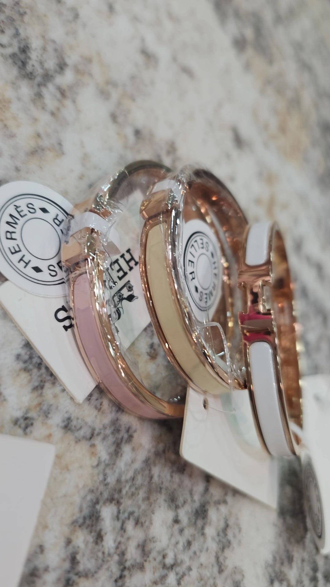 Thin H bangles titanium steel gold plated
