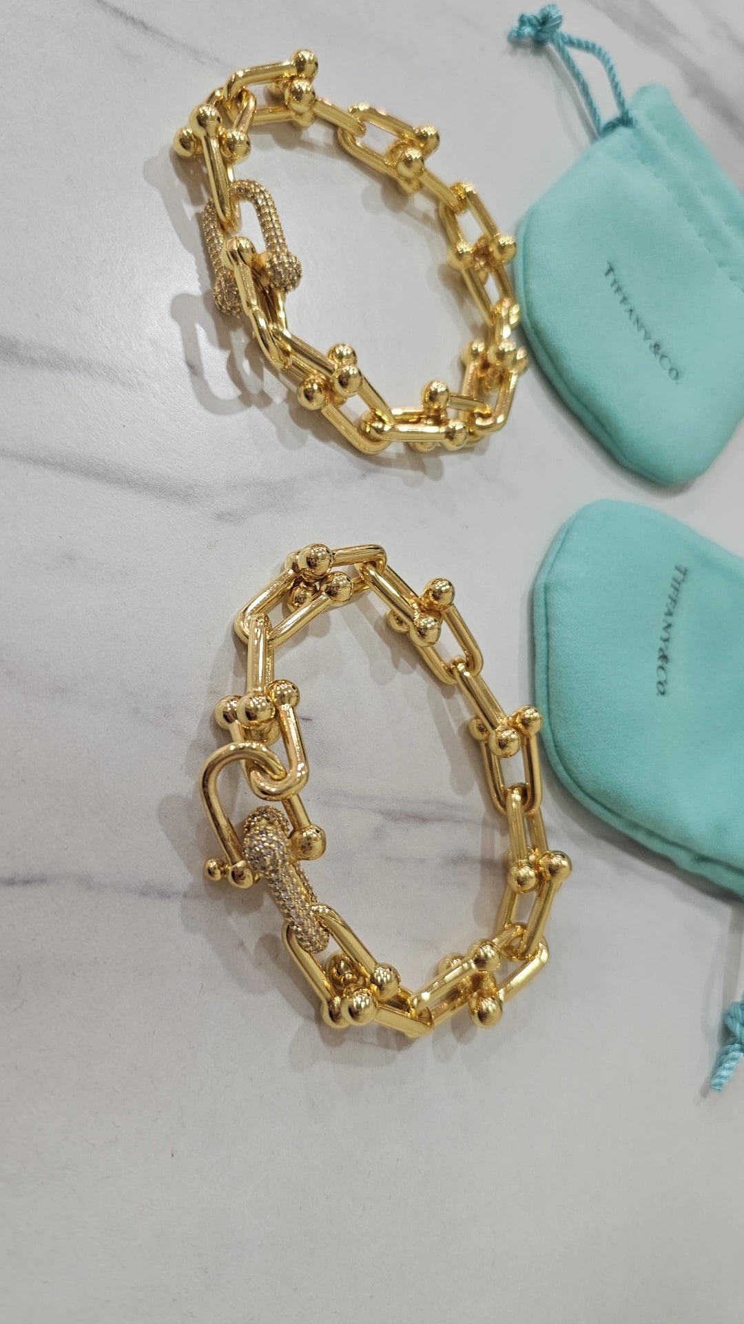 Link chain Tif with stones gold plated and platinum plated bracelet preorder