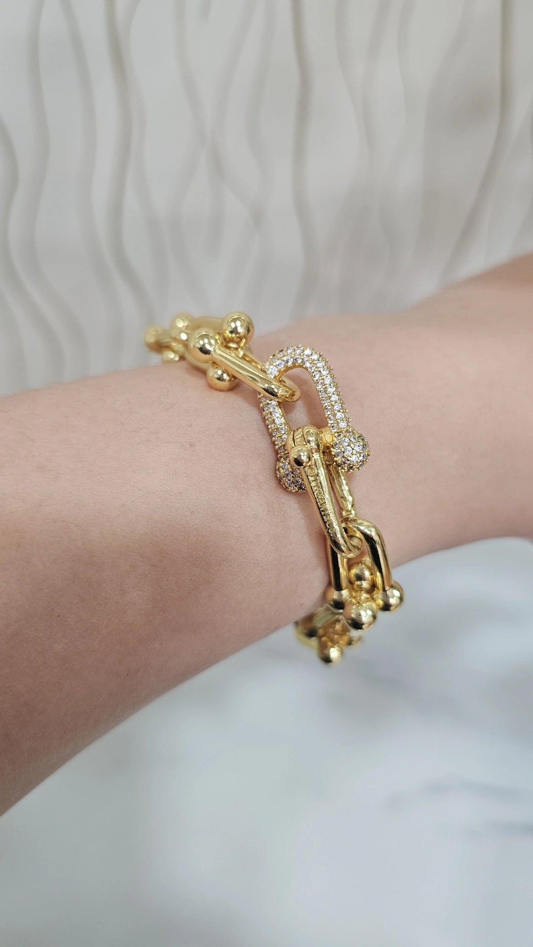 Link chain Tif with stones gold plated and platinum plated bracelet preorder