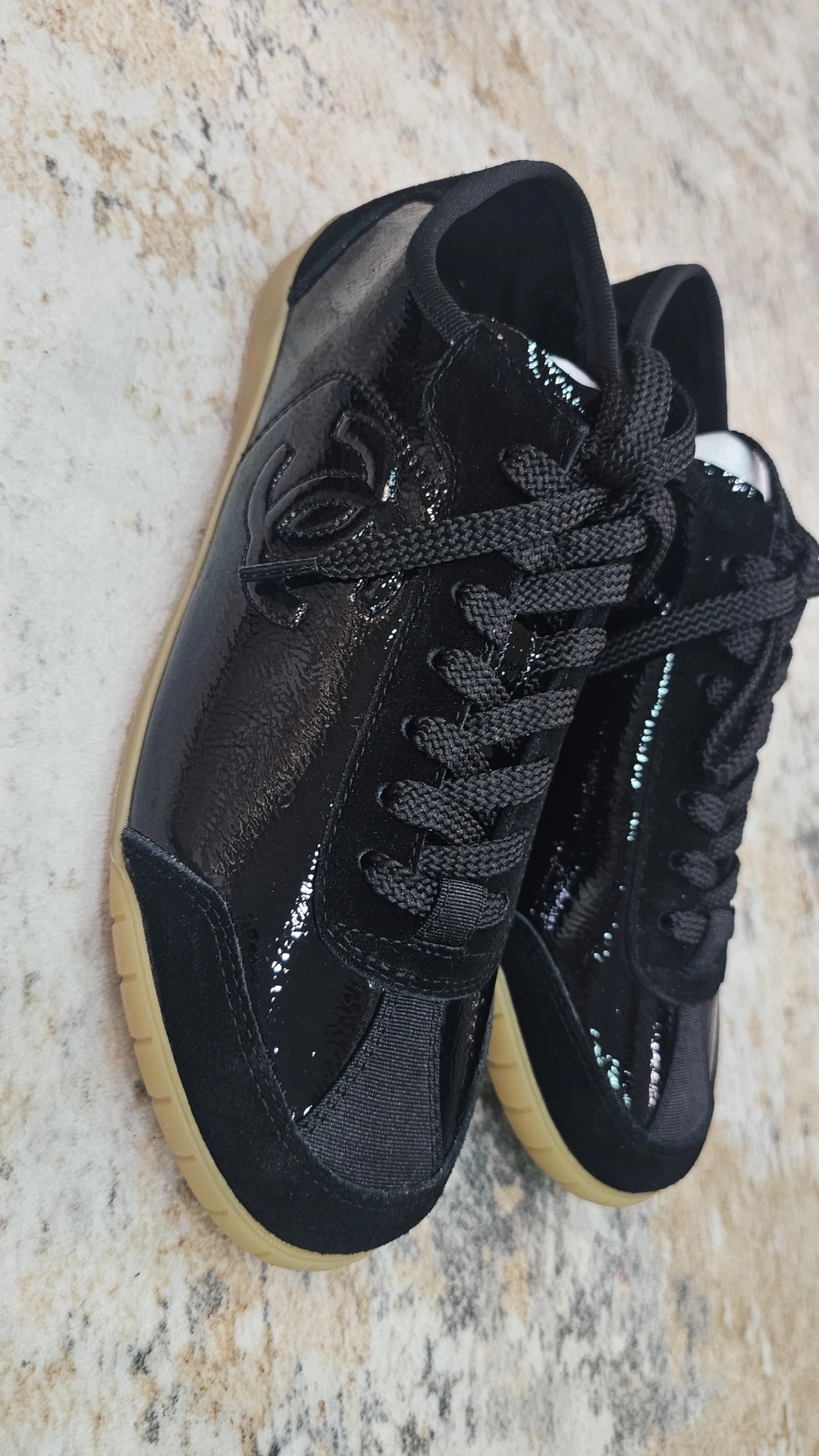 C Black shiny leather sneakers preorder