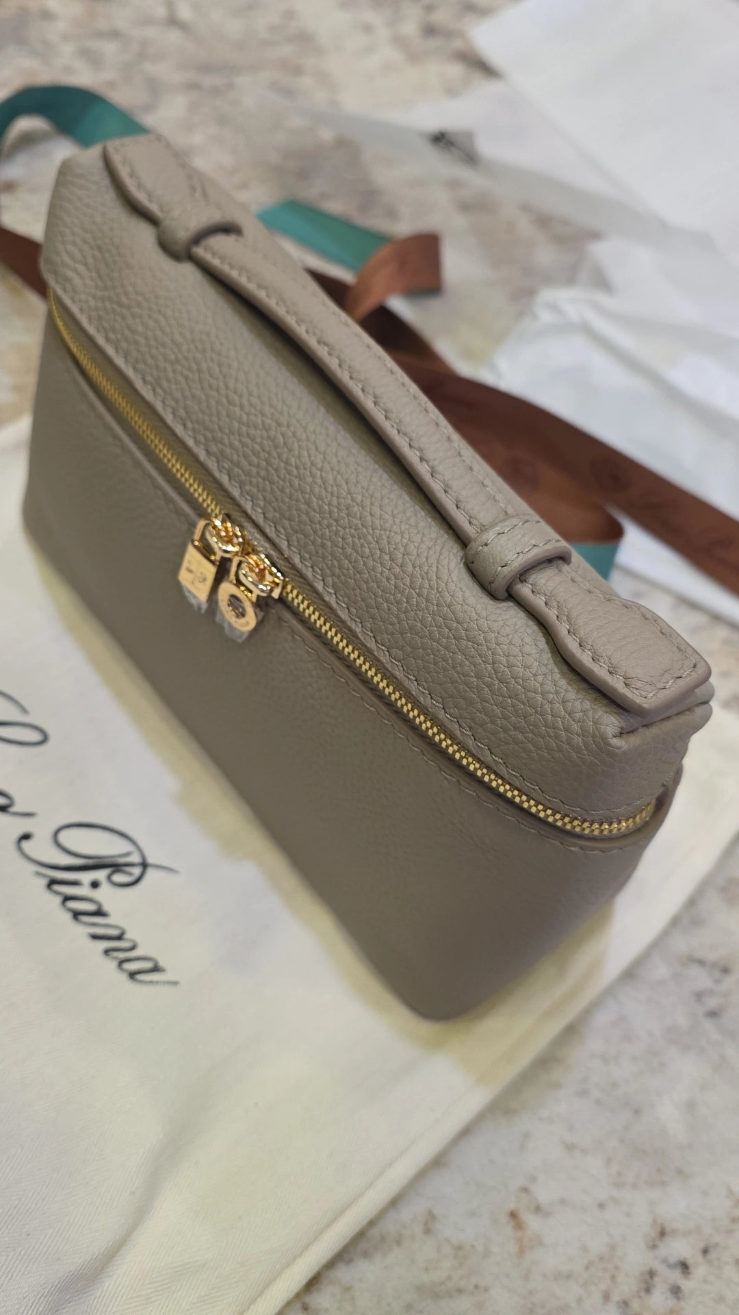 LP taupe crossbody bag in stock