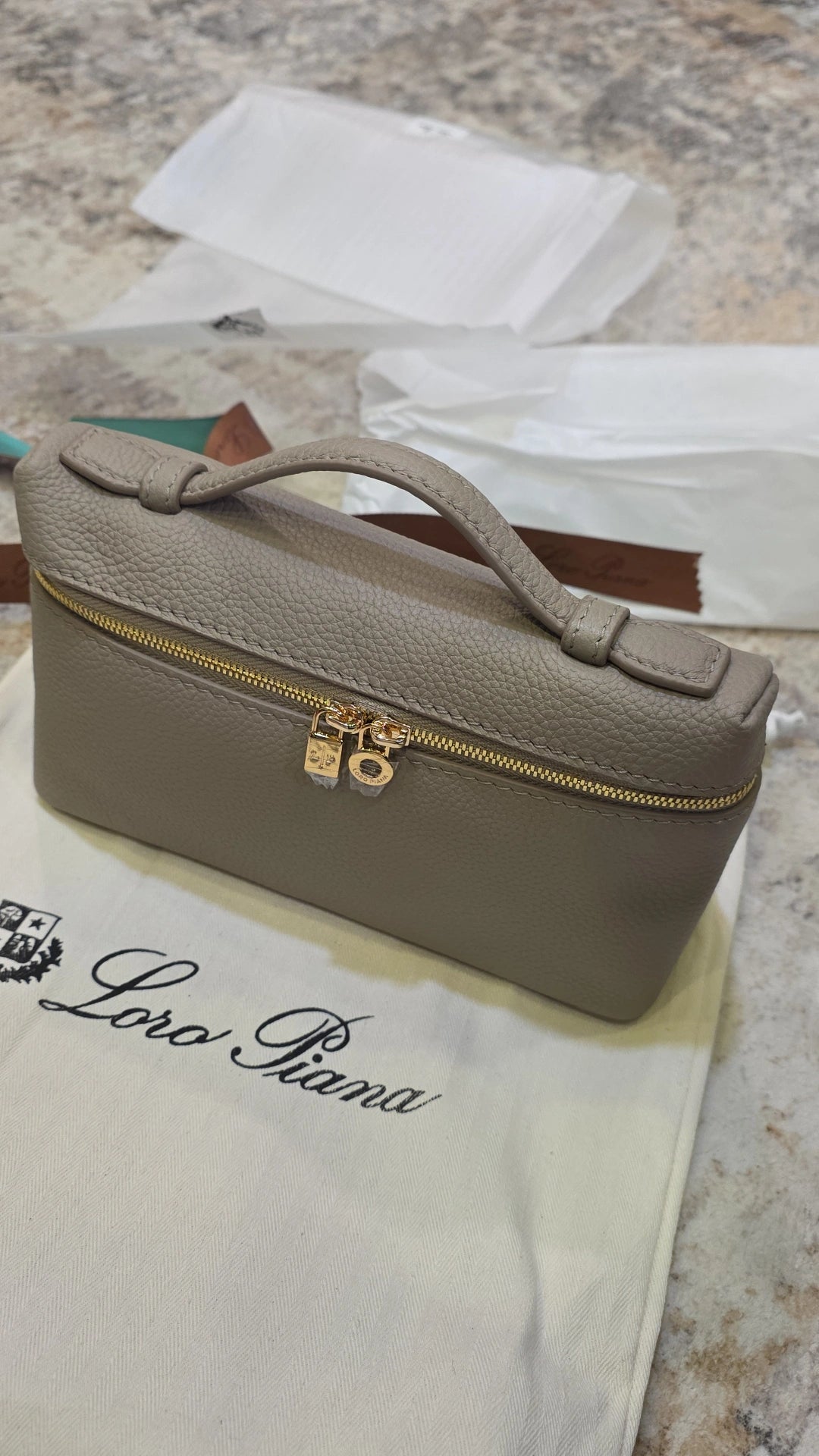 LP taupe crossbody bag in stock