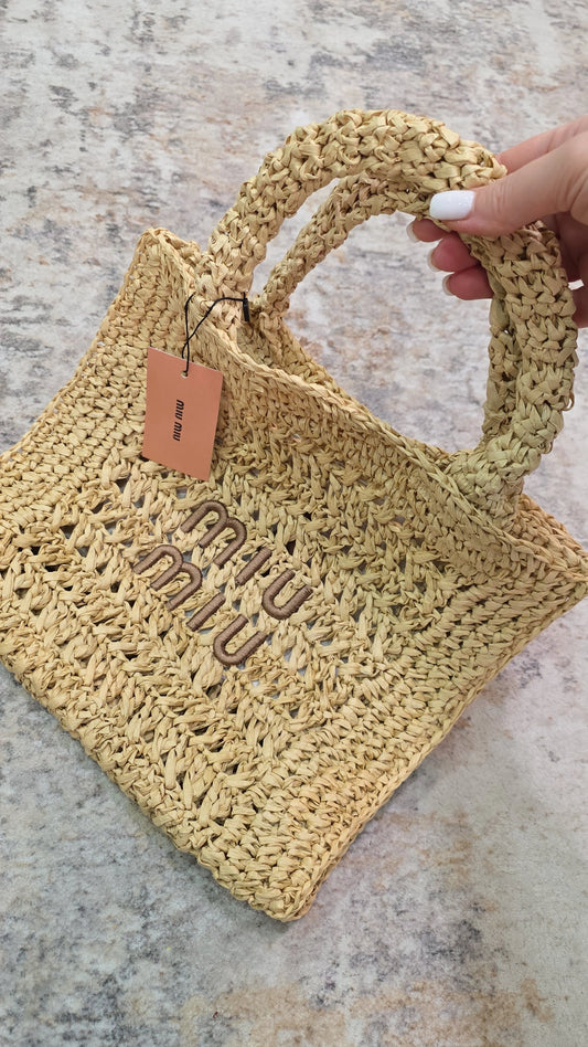 MM straw crossbody and handbag
