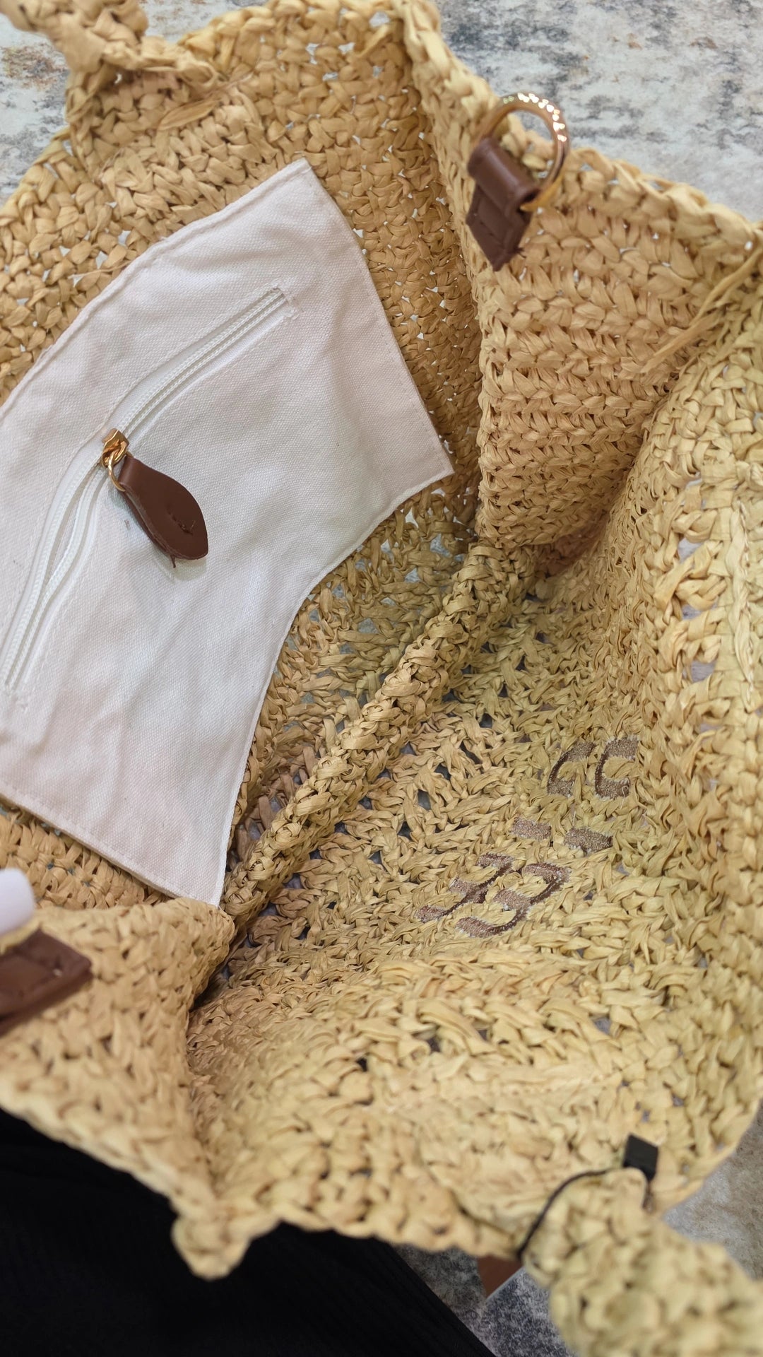 MM straw crossbody and handbag