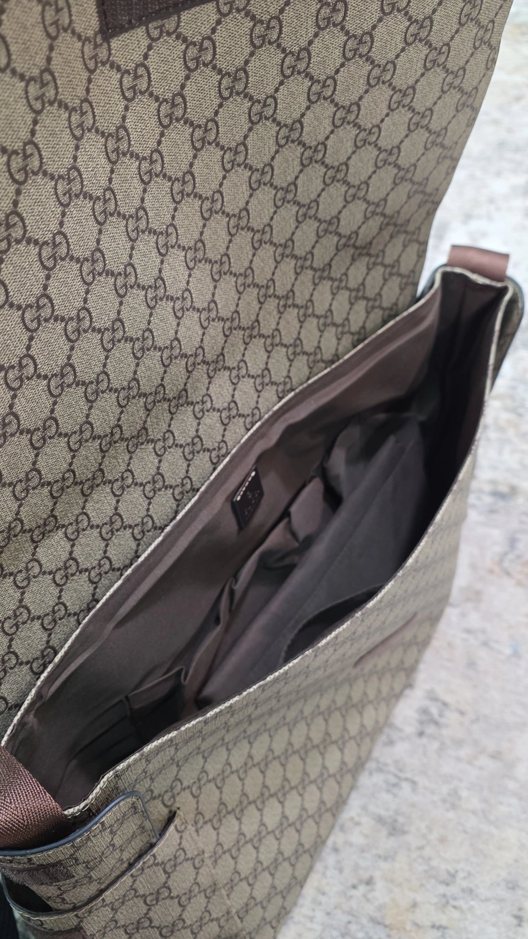 G canvas brown diaper bag preorder