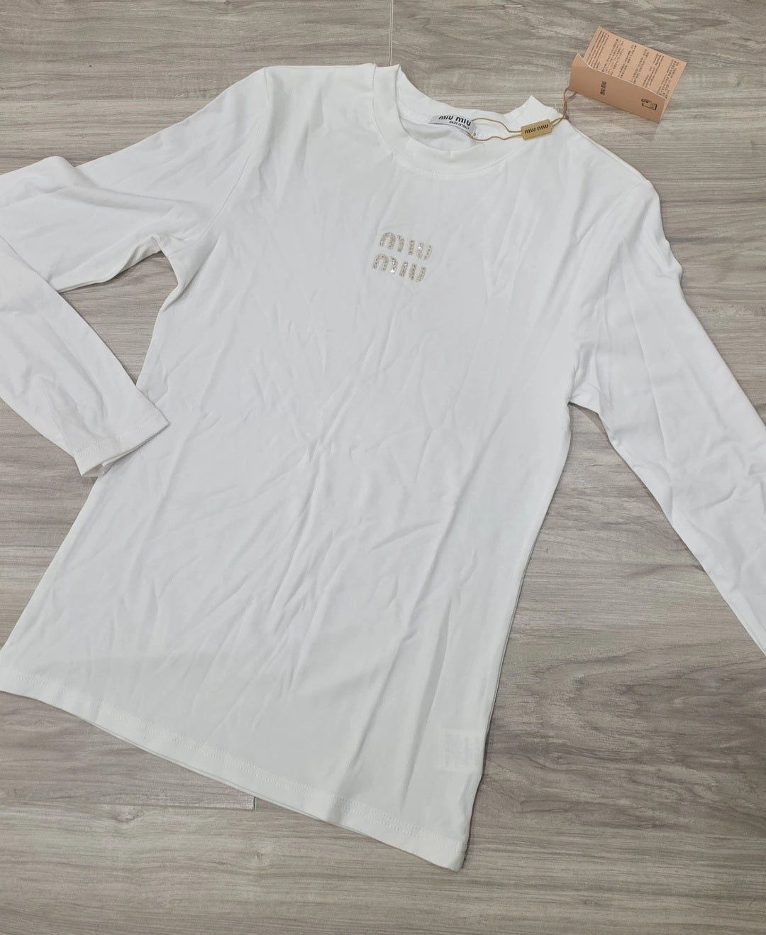 MM white cotton tshirt with rhinestones preorder