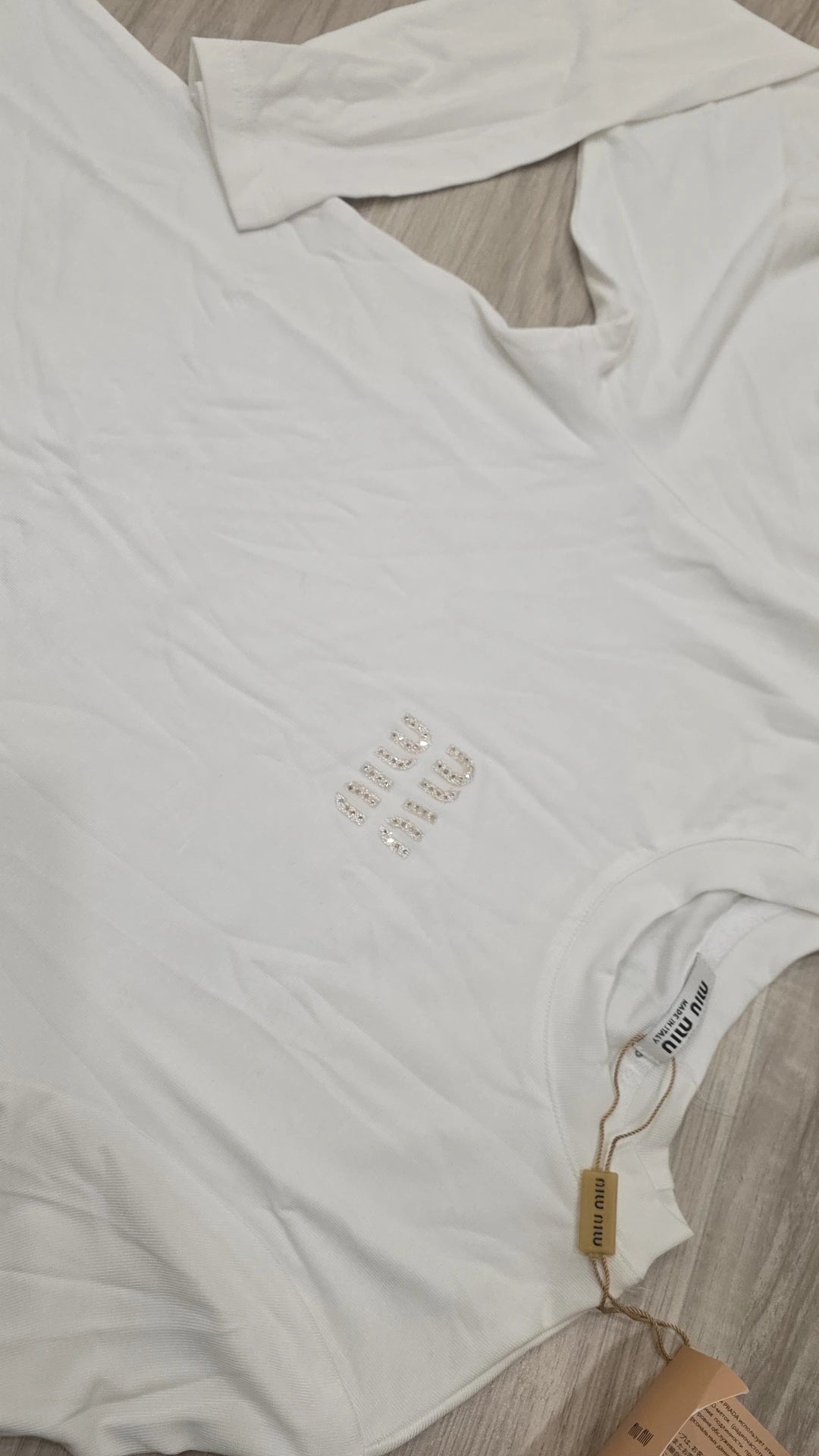 MM white cotton tshirt with rhinestones preorder
