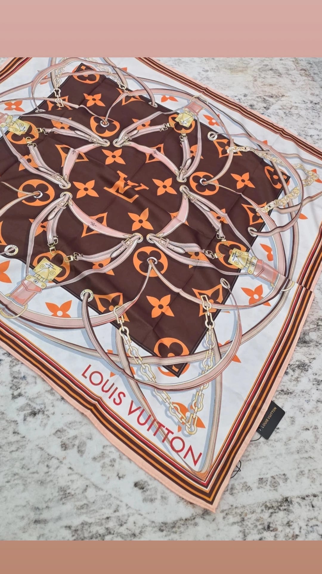 L pink/brown scarf 90x90cm