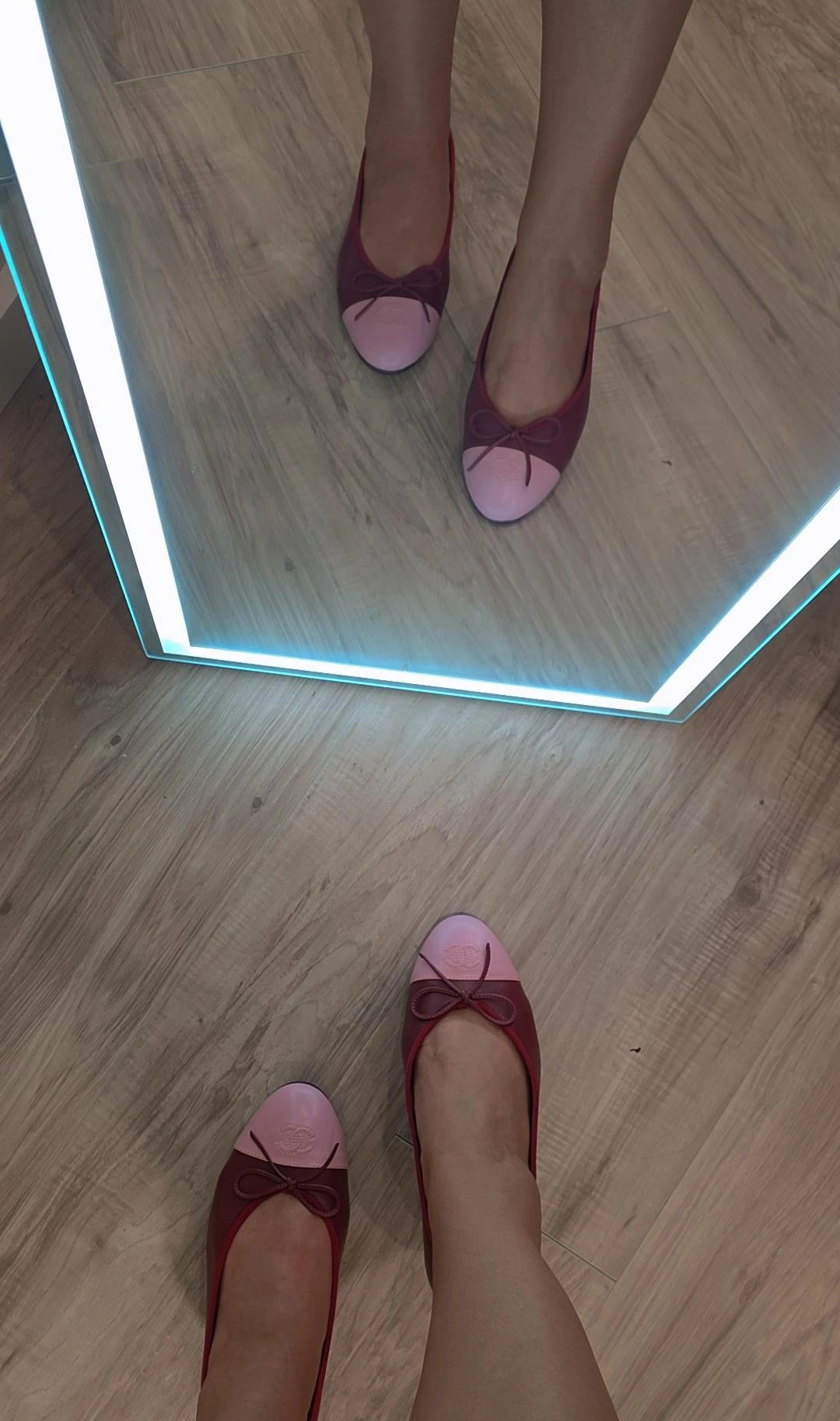 Maroon leather C flats with pink tip preorder