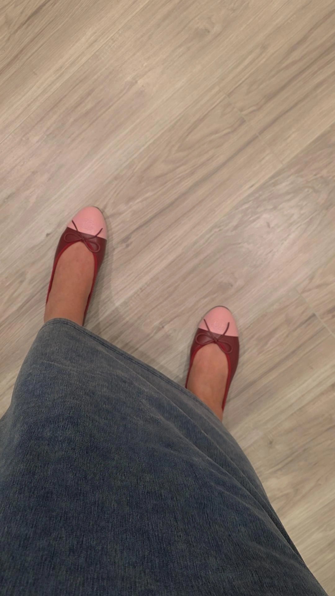 Maroon leather C flats with pink tip preorder