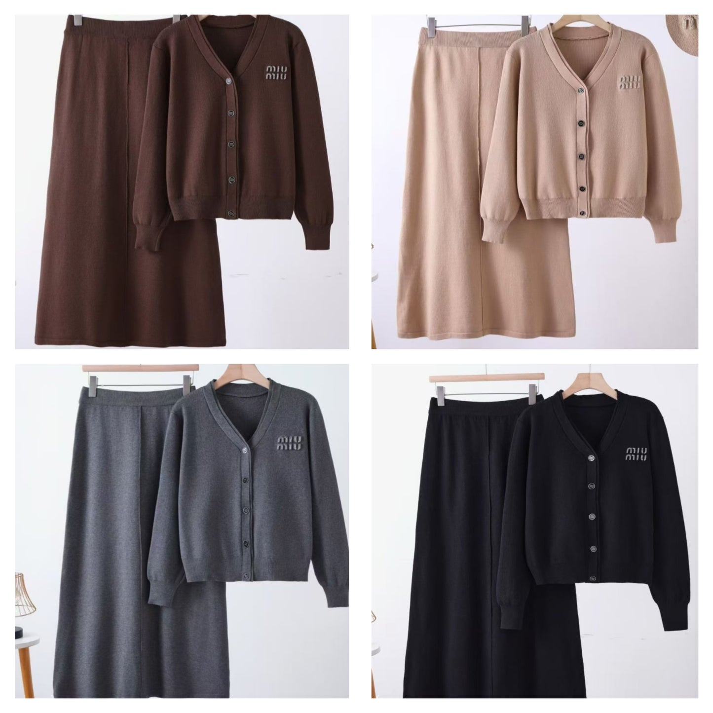 MM knit set skirt and cardigan one size preorder