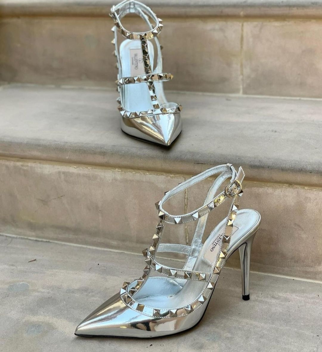 Silver V heels preorder